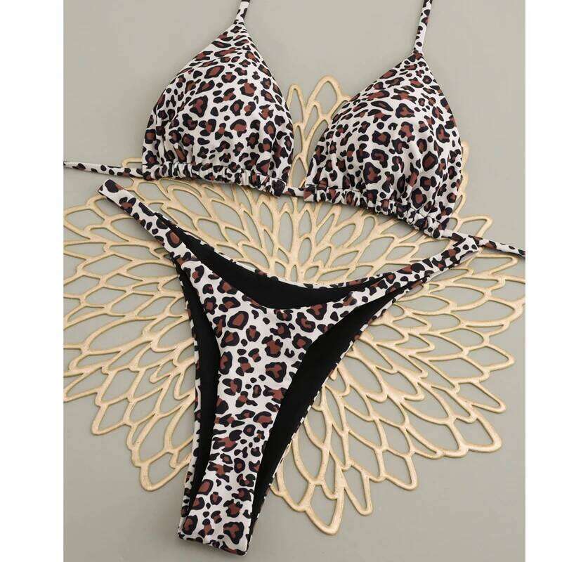 Leopard Print Brazilian Bikini Set Sexy Thong Swimsuit Two Pieces Swimwear Bathing Suit Women Beach Wear Biquini Y260303