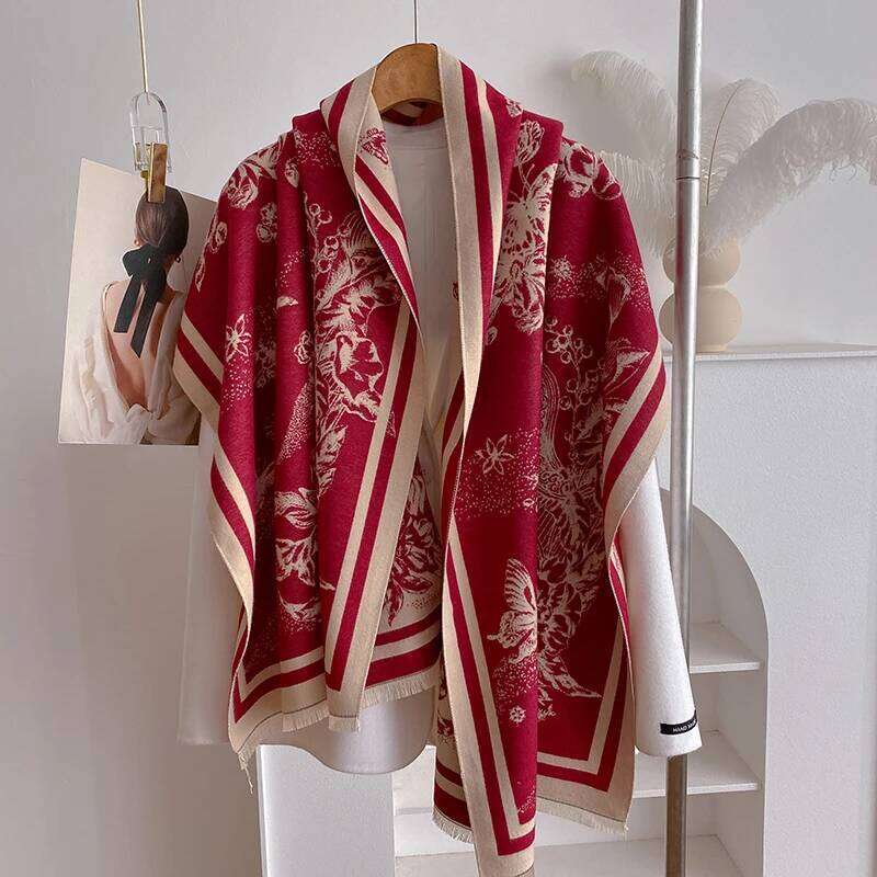 2024 Latest Design Winter Two-Sided Jacquard Cashmere Scarves High Quality Women Thicken Wrap Shawl Ladies Wool Pashmina Scarf XJ260304