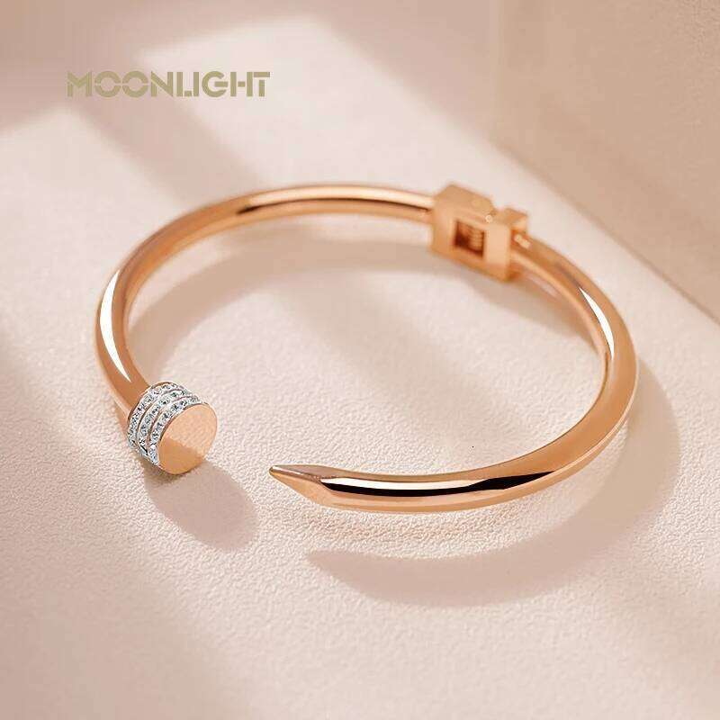 MOONLIGHT Classic Brand Nail Open Bangles Female Simple Trendy Stainles Steel Screw Bracelet For Women Accessories Gift XJ260303