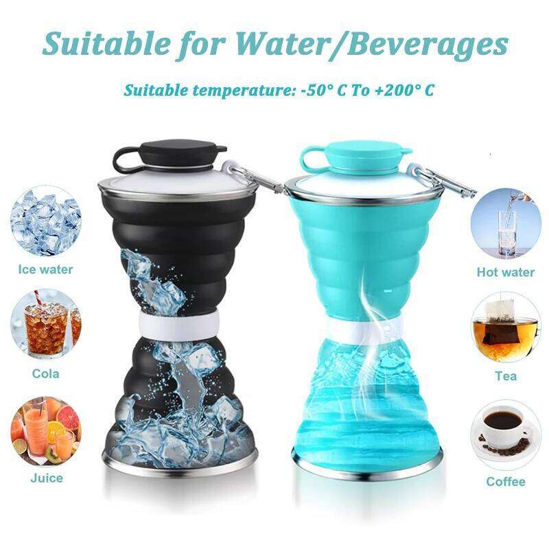 500ML Silicone Bottle Cup Foldable Leak Proof Portable Sports Water Bottles For Outdoor Travel Gym Hiking Reuseable S260303 4dc