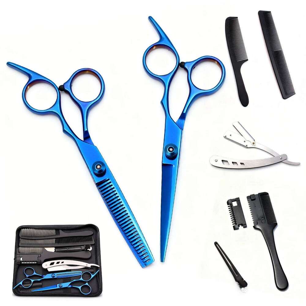 6 Inch Multifunctional Hair Cutting Scissors Complete Kit with Straight Thinning Shears Comb Professional Home Use and Salon H260303