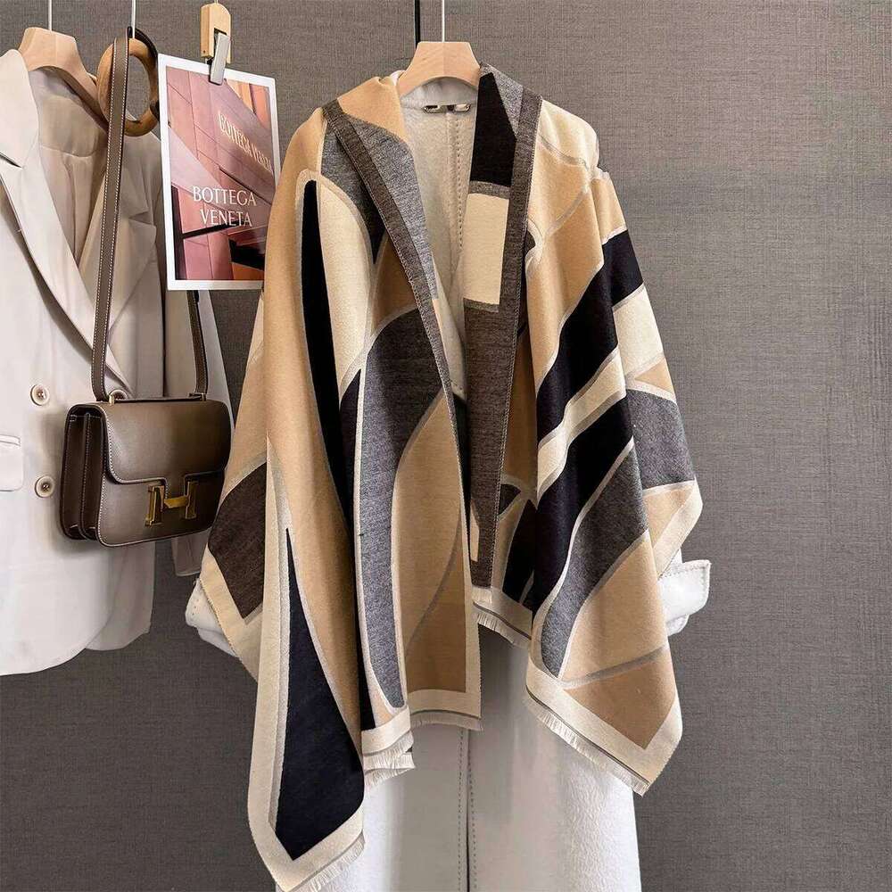 Neck Warmer Scarf For Women Winter Thickened Tassel Pashmina Shawl Faux Cashmere Warps Autumn Fashion Print Elegant Blanket XJ260304
