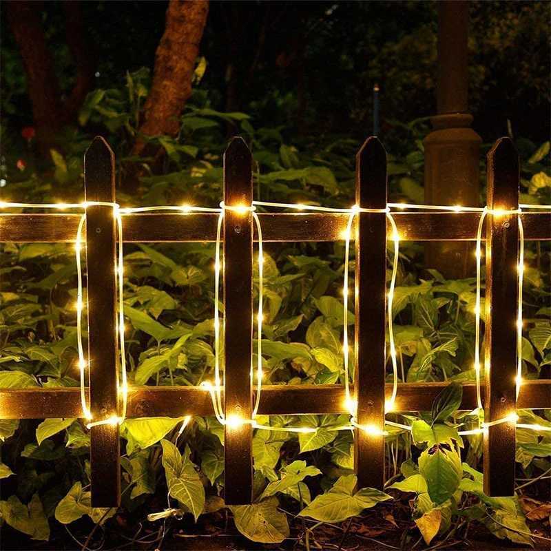 Solar String Lights Outdoor Waterproof LED Strip Rope Tube Lamp Christmas Fairy Garland String Lights for Garden Tree Yard Fence H260304