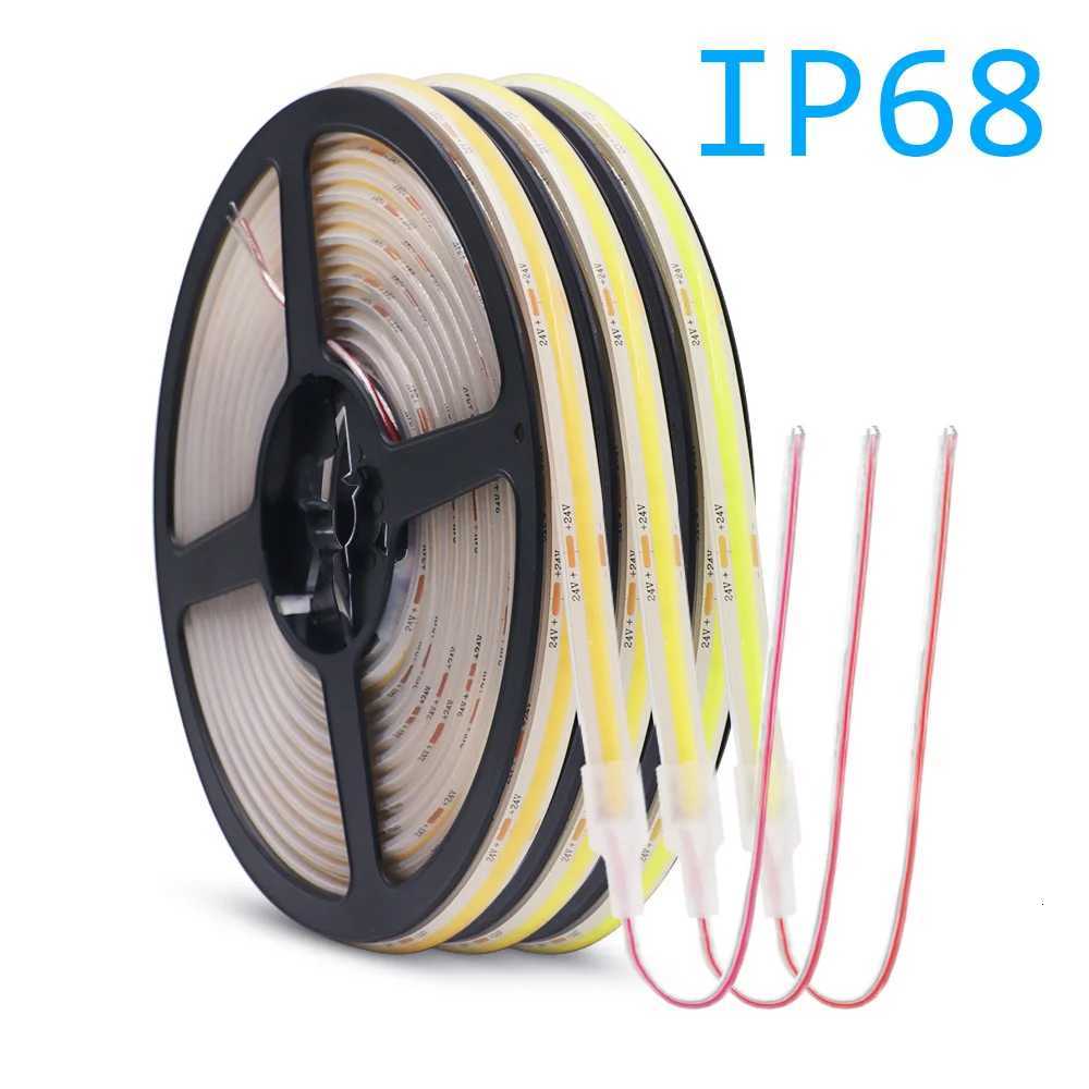 12V 24V IP68 Waterproof COB LED Strip Light 5m 10m 15m 20m 05m Flexible Tape IP30 320 LEDs High Density Bright Liner Lighting H260304