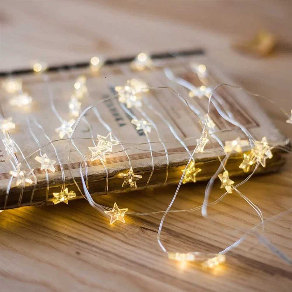 1/2/5M Star Copper Light String Room Decoration LED Fairy Lights Christmas Xmas Decorative Garland LED String Light AA Battery H260304