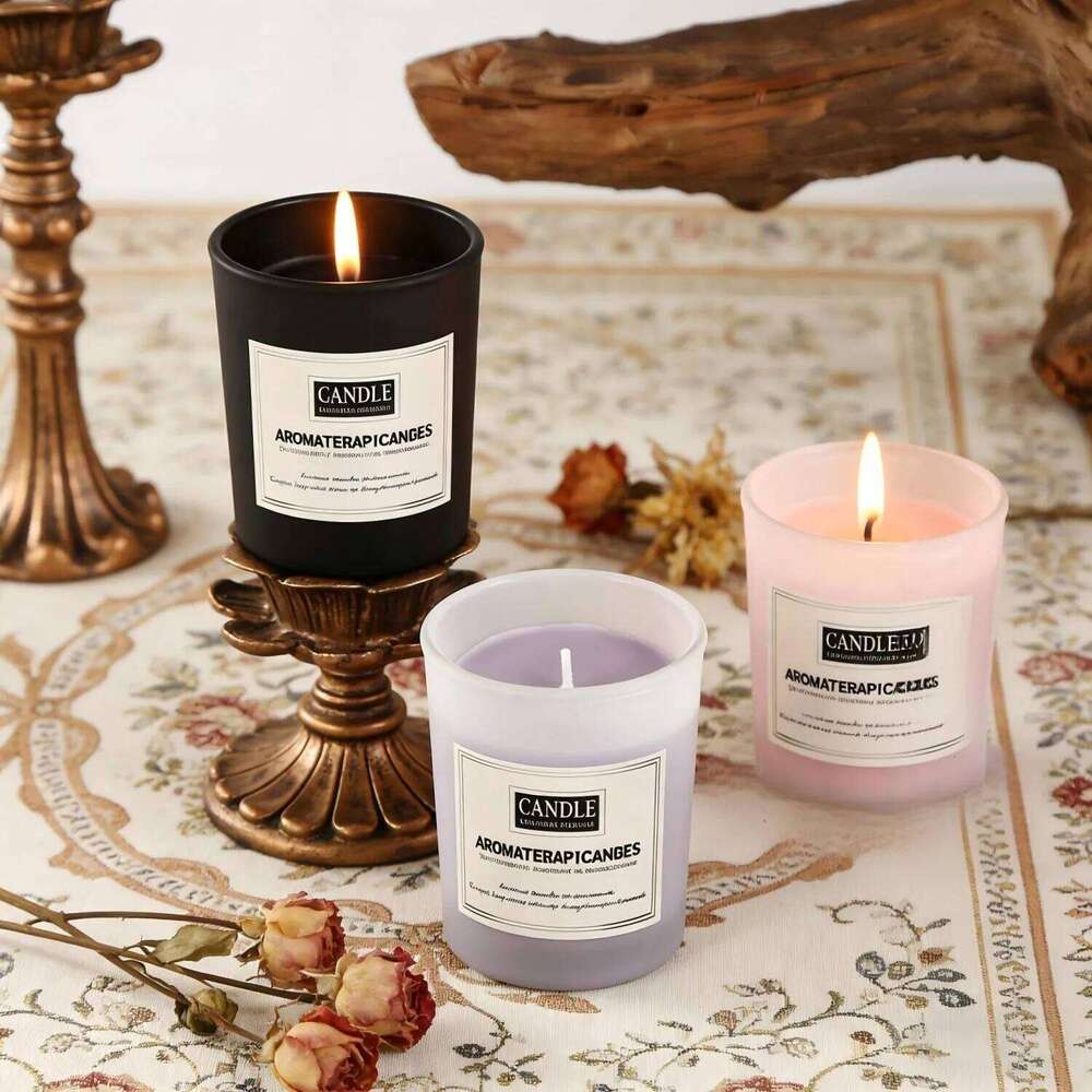 1pc Smokeless Matte White Glass Cup Candle - Long Lasting Scented Decor, Multi-Purpose Aesthetic for Home Office W260304