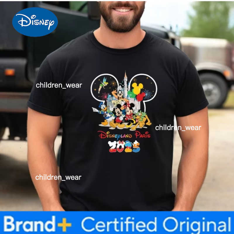 Disney Hot Sale Disneyland Paris T-Shirt 2025 Mickey Minnie Family Men Women Gift Summer High Quality Cotton Parent-Child Tshirt H260304