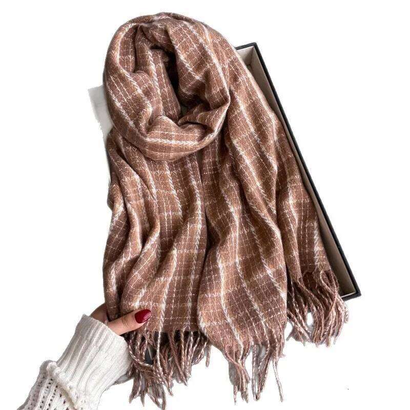 Winter Warmer Scarf For Women Men Retro Thickened Neck Tassel Pashmina Shawl Faux Cashmere Warps Autumn Elegant Ladies Blanket XJ260304