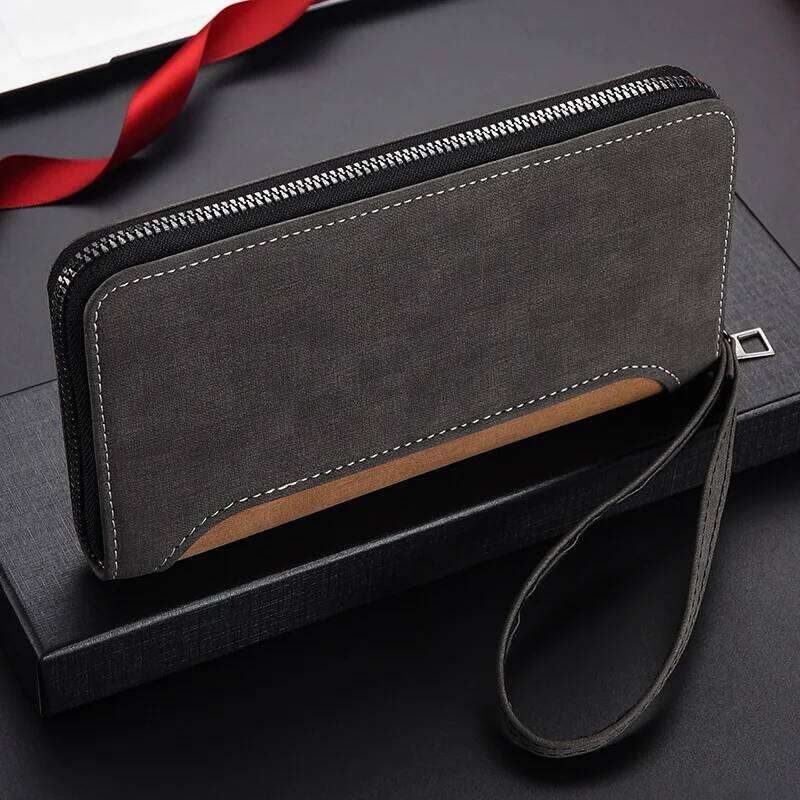 New Color Men Long Wallet for Men RFID Blocking Clutch Organizer Zipper Leather Business ID Credit Card Holder Purse C260304