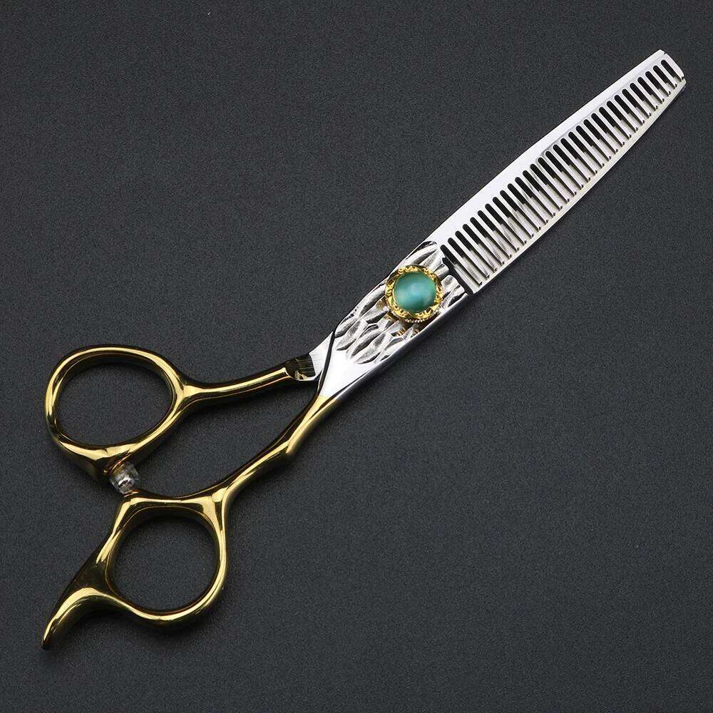 XUANTENG Golden 6-inch hair green agate screw cutting scissors, and thinning scissors set H260303