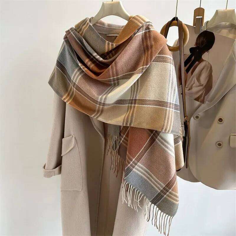 2023 Warm Plaid Cashmere Shawl Poncho Winter Scarf Luxury Print Blanket Pashmina Wraps Bufanda With Tassel Casual Stoled Echarpe XJ260304