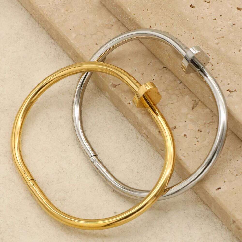 1 Piece No Fade Stainless Steel Classic Nail Bracelet Gold Silver Color Heart Shaped Love Eternal Couple Jewelry pulseras bijoux XJ260303