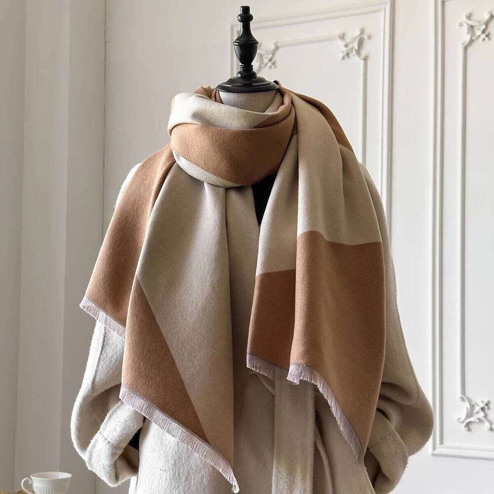 2025 Brand Elegance Geometric Print Scarf Soft Warm Fringe Pashmina Shawl Autumn and Winter Outdoor Coldproof Windproof Blanket XJ260304