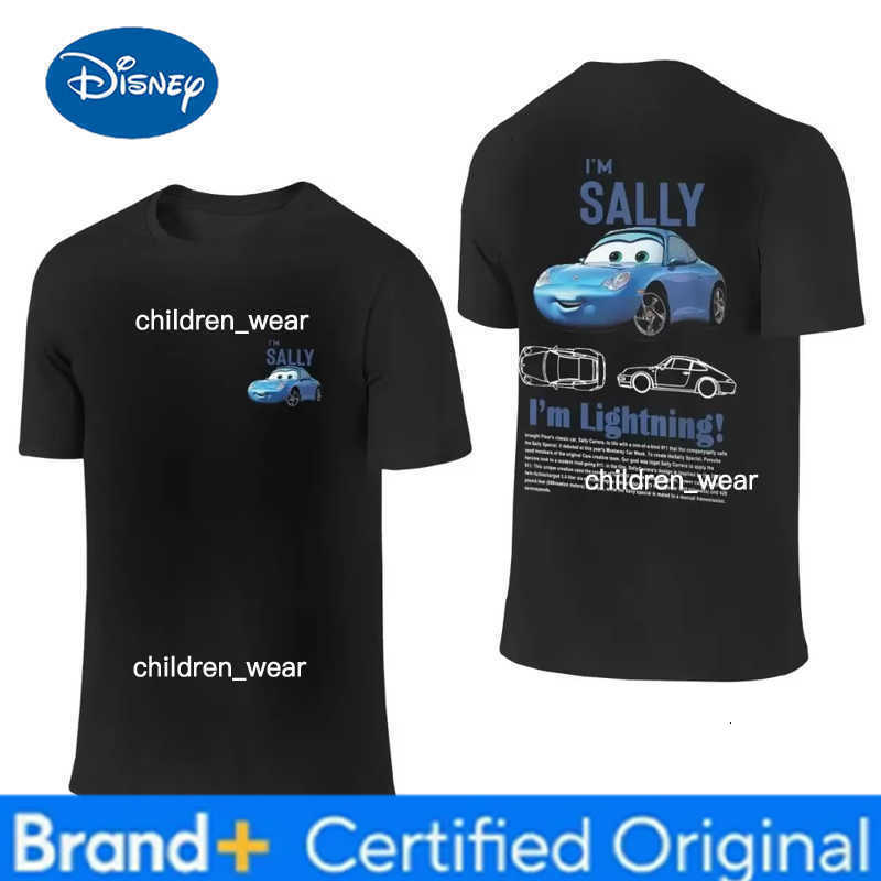 Disney Summer Lightning Mcqueen and Sally Cotton T Shirt for Couples Mcqueen Sally T-shirts Double-sided Print Tee for Men Women H260304