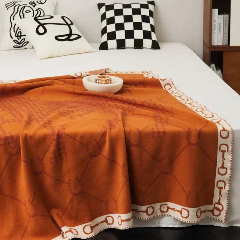 Horse Knitted Throw Blanket, Luxury Warm Decor for Sofa Living RoomT260304