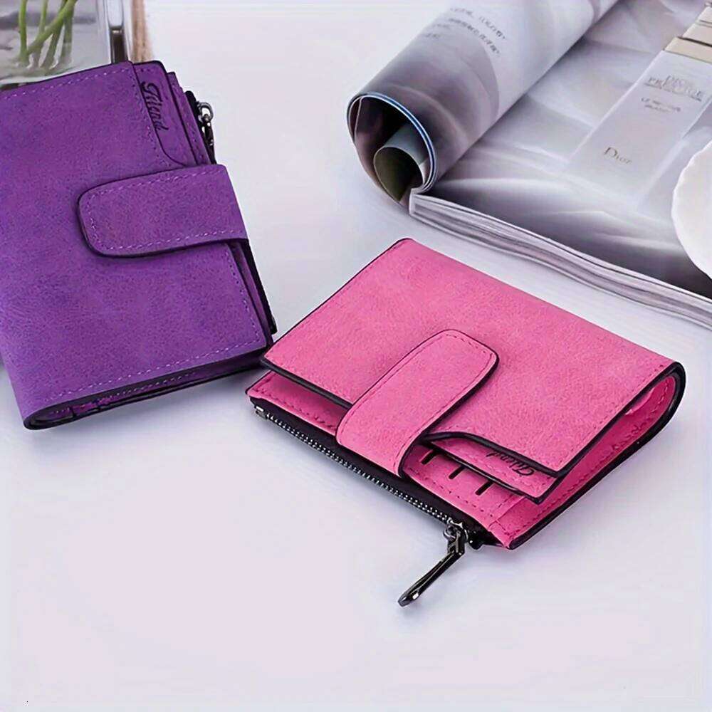 Women Short Wallets PU Leather Fashion Casual Female Mini Hasp Solid Multi-Card Holder Coin Purse Slim Small Zipper Wallet C260304