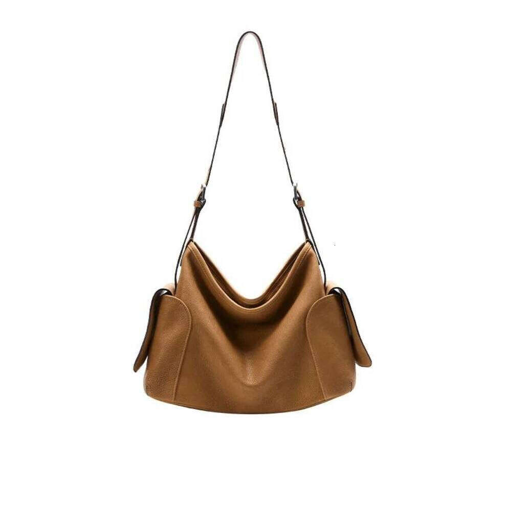 OLOEY Vegetable-Tanned Calfskin Hobo Large Capacity Crossbody Commuter Bag For Women