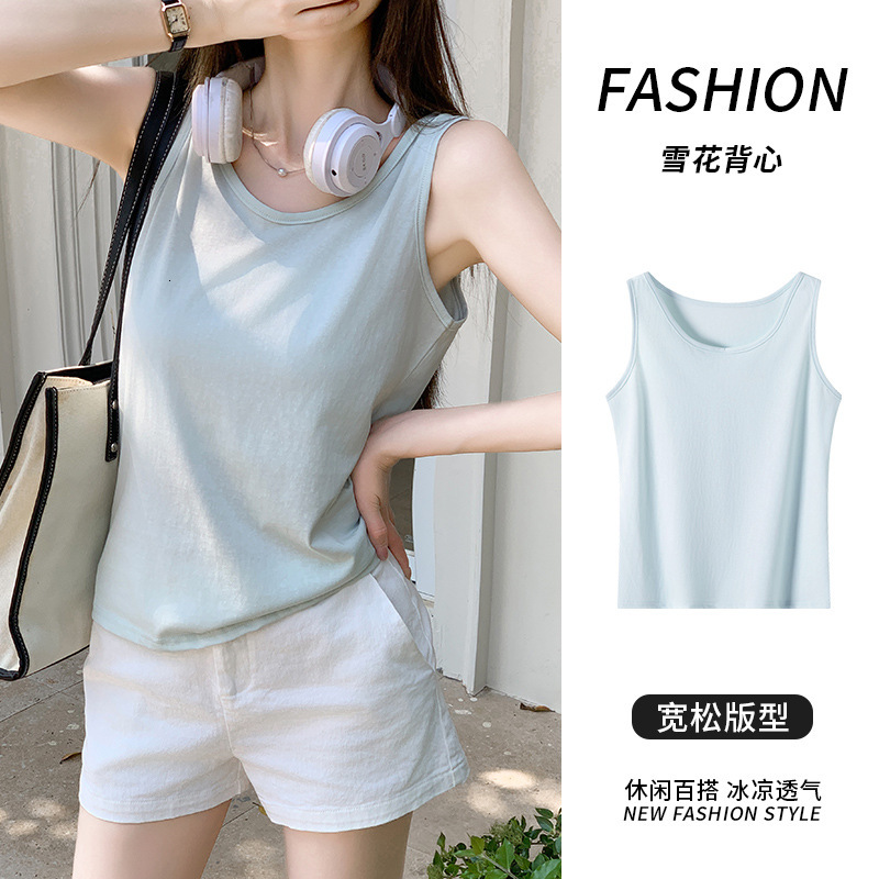 H925 Snowflake Cotton Camisole For Women Summer Designer Polo Designer Hoodie Shirt Shirt Loose Fit Covering Flesh Base Layer Round Neck Sleeveless Old Man Shirt Top
