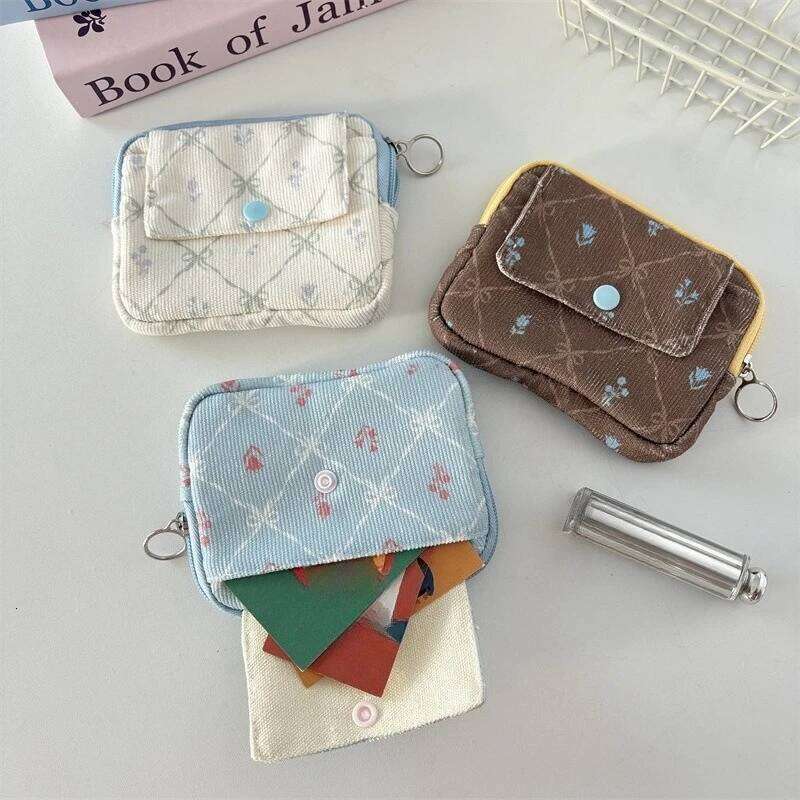 Kawaii Corduroy Coin Purse Square Hasp Zipper Mini Wallet Cute Bag for Money Card Lipstick C260304