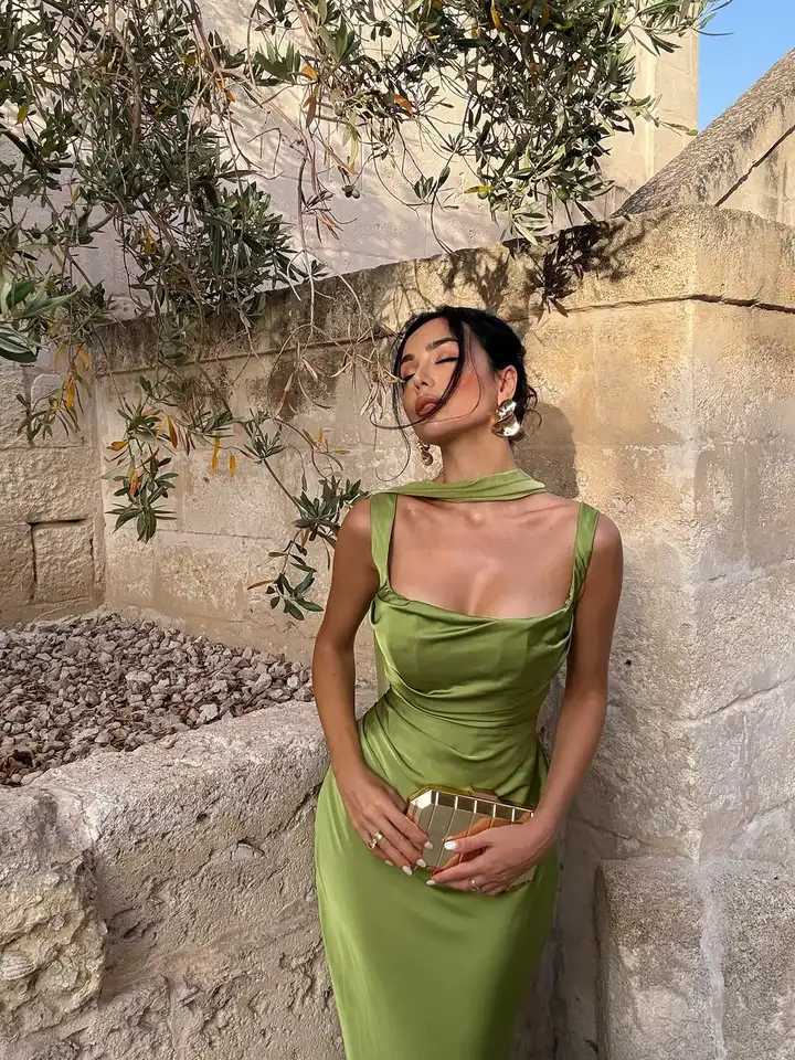 Sexy Solid Ribbon Evening Dress Fashion Sleeveless Square Collar Lace Up Backless Slim Maxi Dresses Lady Summer Dinner Party New M260304