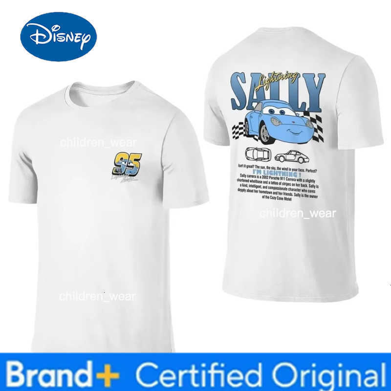 Disney Summer Lightning Mcqueen and Sally Cotton T Shirt for Couples Mcqueen Sally T-shirts Double-sided Print Tee for Men Women H260304