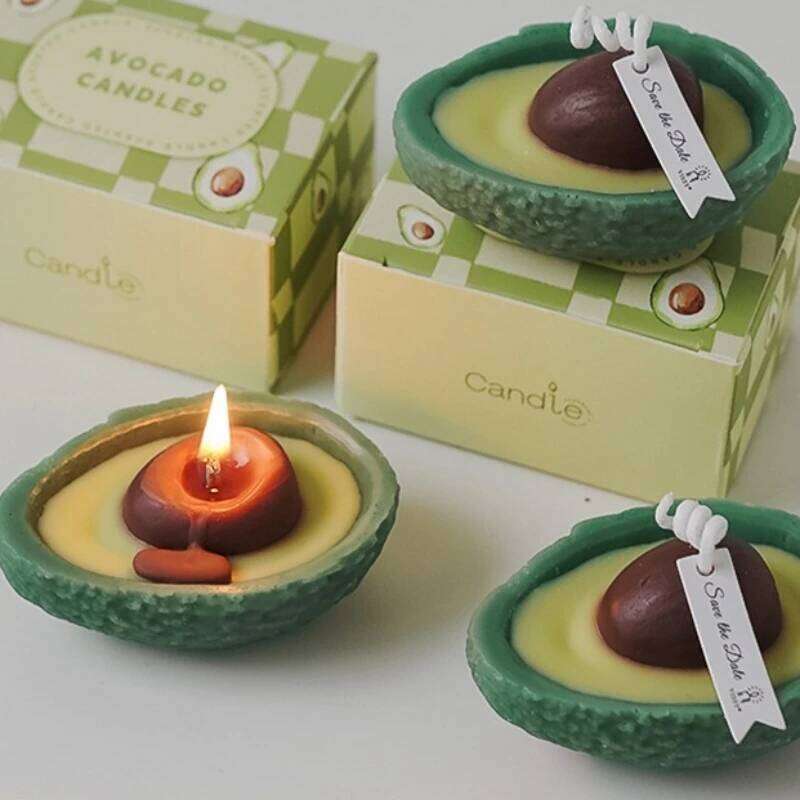 Handmade Avocado Scented Candle, Smokeless Soy Wax, Home Decoration Ornaments, New Year Souvenir, Birthday Fragrance Gift W260304