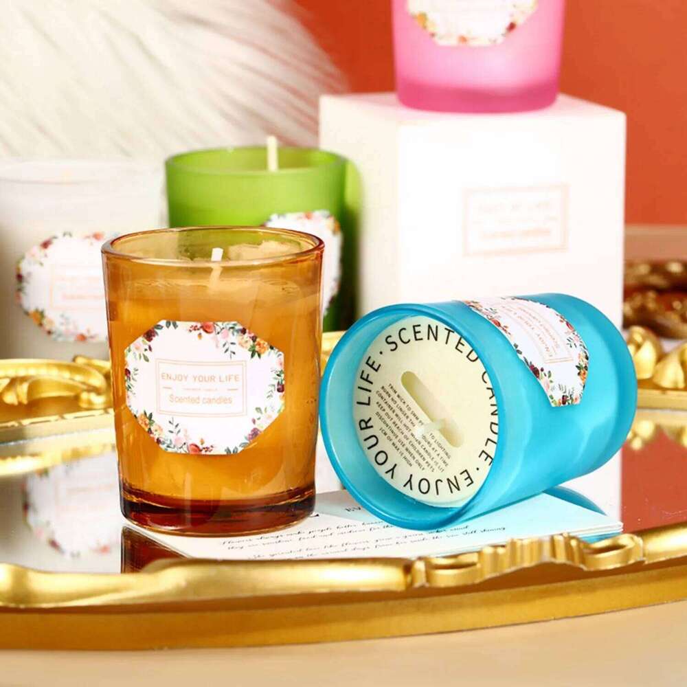 1pc Smokeless Scented Glass Jar Candle - Aromatherapy Plant Wax Niche Candle, Multi-Purpose for Home Wedding Party Gatherings W260304