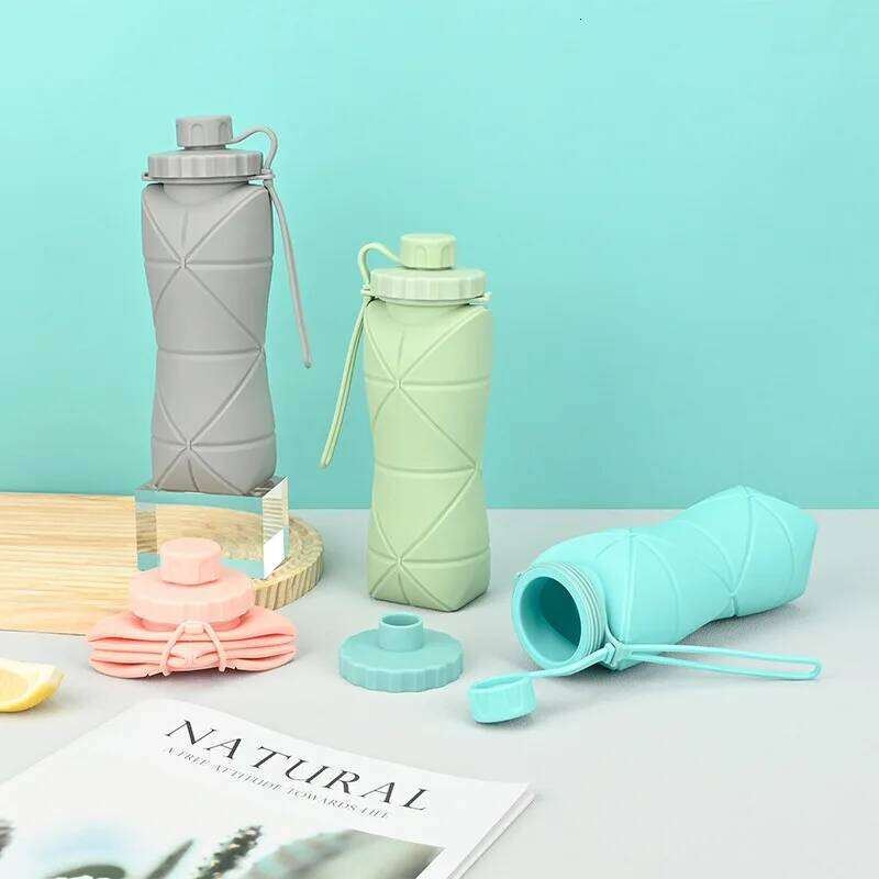 Folding Portable Cycling Cup Bicycle Water Bottle High Temperature Resistant Anti-fall Silicone Kettle S260303