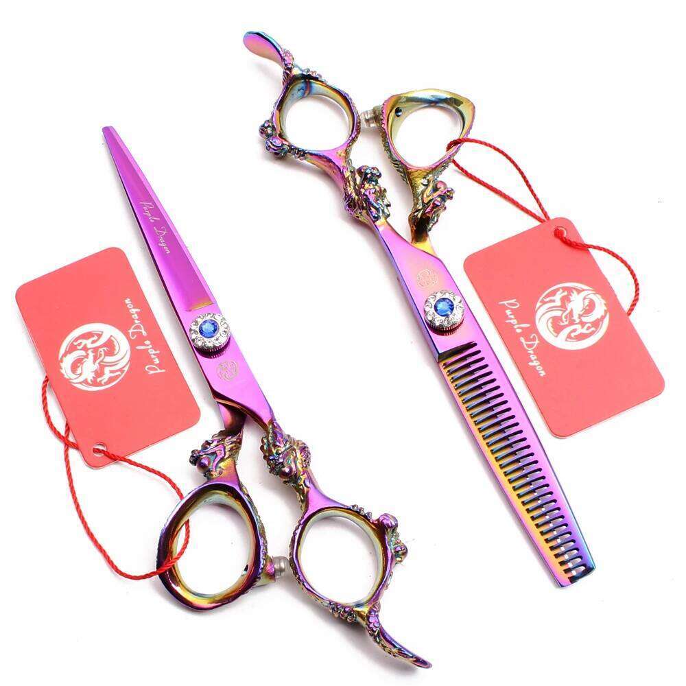 5.5" 6.0" 440C Purple Dragon Hairdressing Cutting Hair Thinning Shears Professional Scissors Z9004 H260303