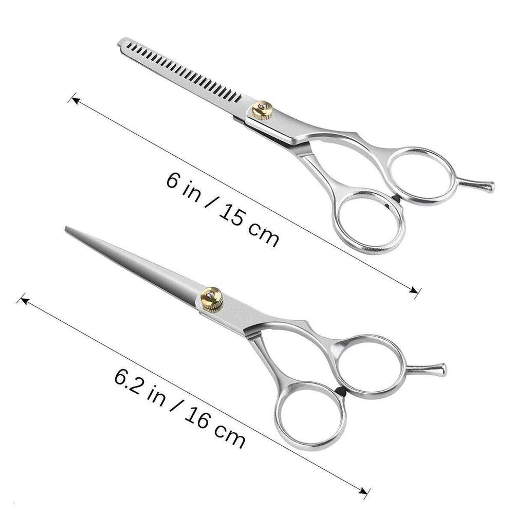 2Pcs Salon Barber Scissors Set Silver Stainless Steel Part Zinc Alloy Grip Hair Cutting Thinning Hairdressing Shears H260303