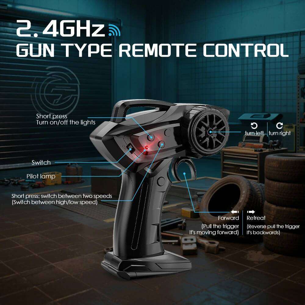 1:24 Four-wheel drive racing drift ambient light, infinitely variable speed RC remote control toy car, holid Z260303