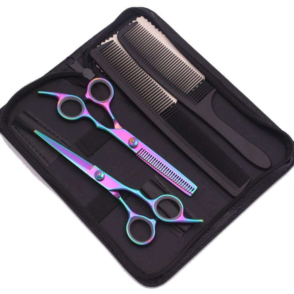 Hairdressing Black-Gold Hair Professional 6" JP Stainless Thinning Shears Haircut Scissors Barber Shop C1001 H260303