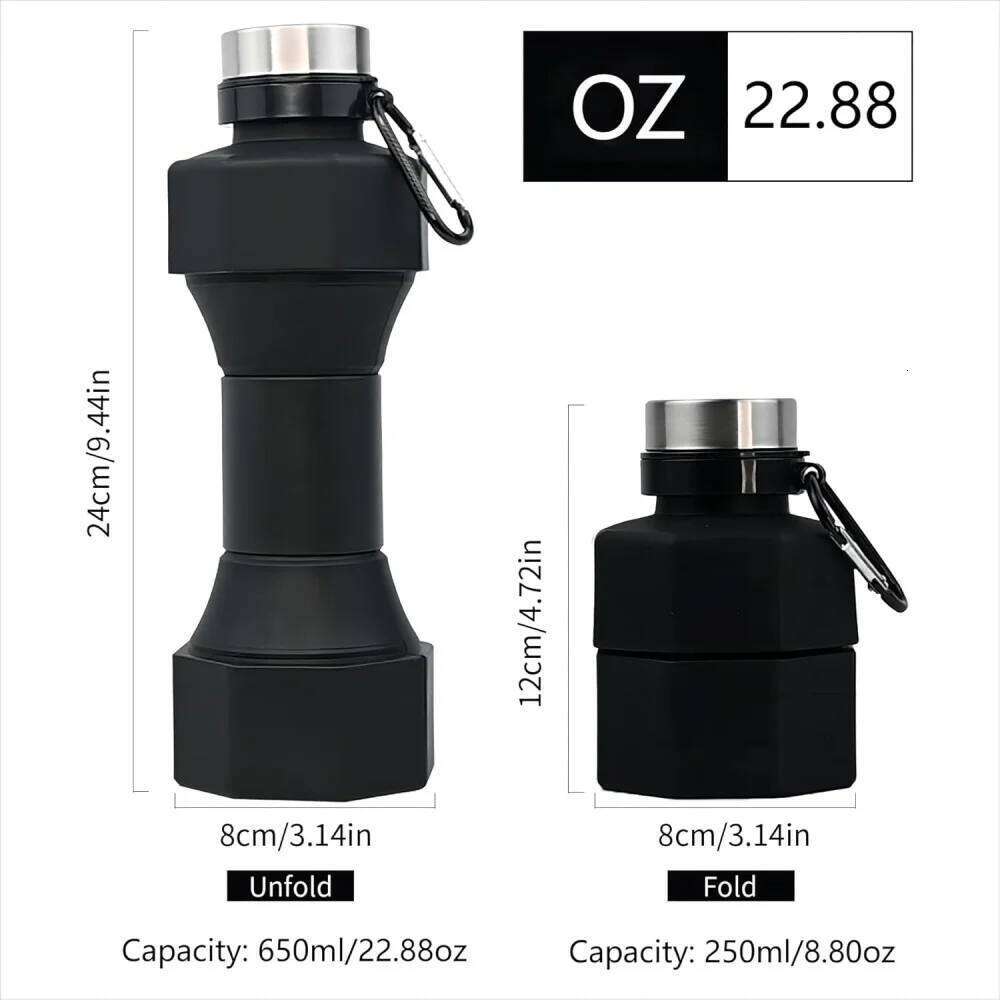 Outdoor Bottles 650ml Cup, Portable Water Bottle Travel Foldable Sport Accessories for Cycling Running S260303