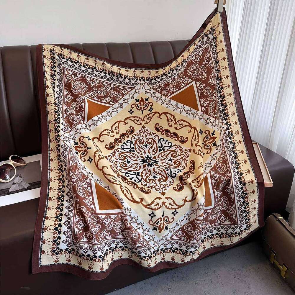 90*90cm Retro Printed Square Scarf Women Imitation Silk Scarves Bandanas Luxury Travel Shawl Wraps Elegant Hijab Neckerchief XJ260304