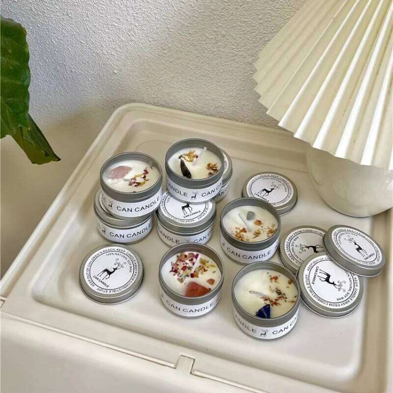 Scented Long Lasting Soy Candles Crystal Stone Dried Flower Smokeless Fragrance for Home Decorstion Candle Jar W260304