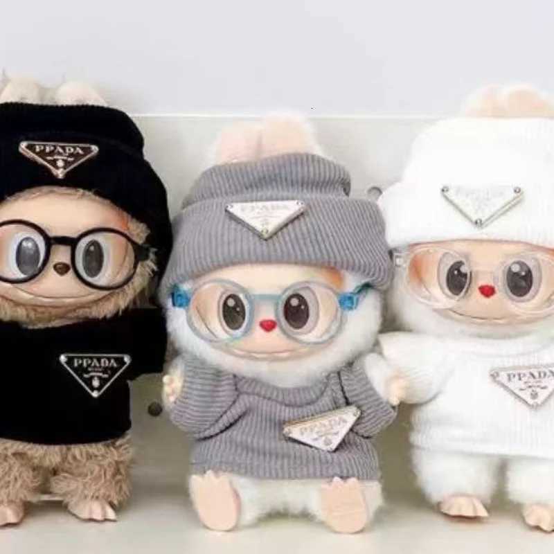 15/17cm Labubu Pink Overalls & Hat Set, Luxury Doll Outfit with Triangle Logo for Party & Fashion AccessoriesT260304