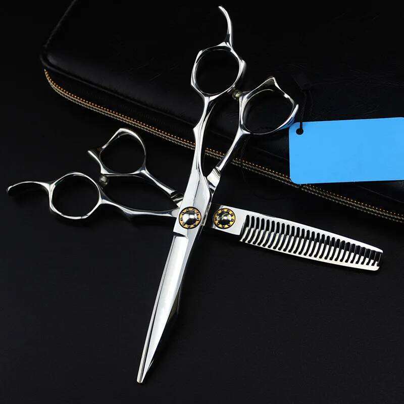 Professional Japan 440c steel 6 '' cut hair haircut scissor Curved thinning barber cutting shears hairdresser scissors H260303