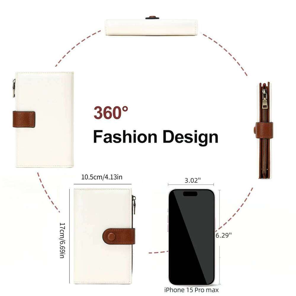 Women's Wallets RFID Blocking PU Leather Trifold Clutch Credit Card Ladies Travel Wallet Purse with Pen Holder C260304