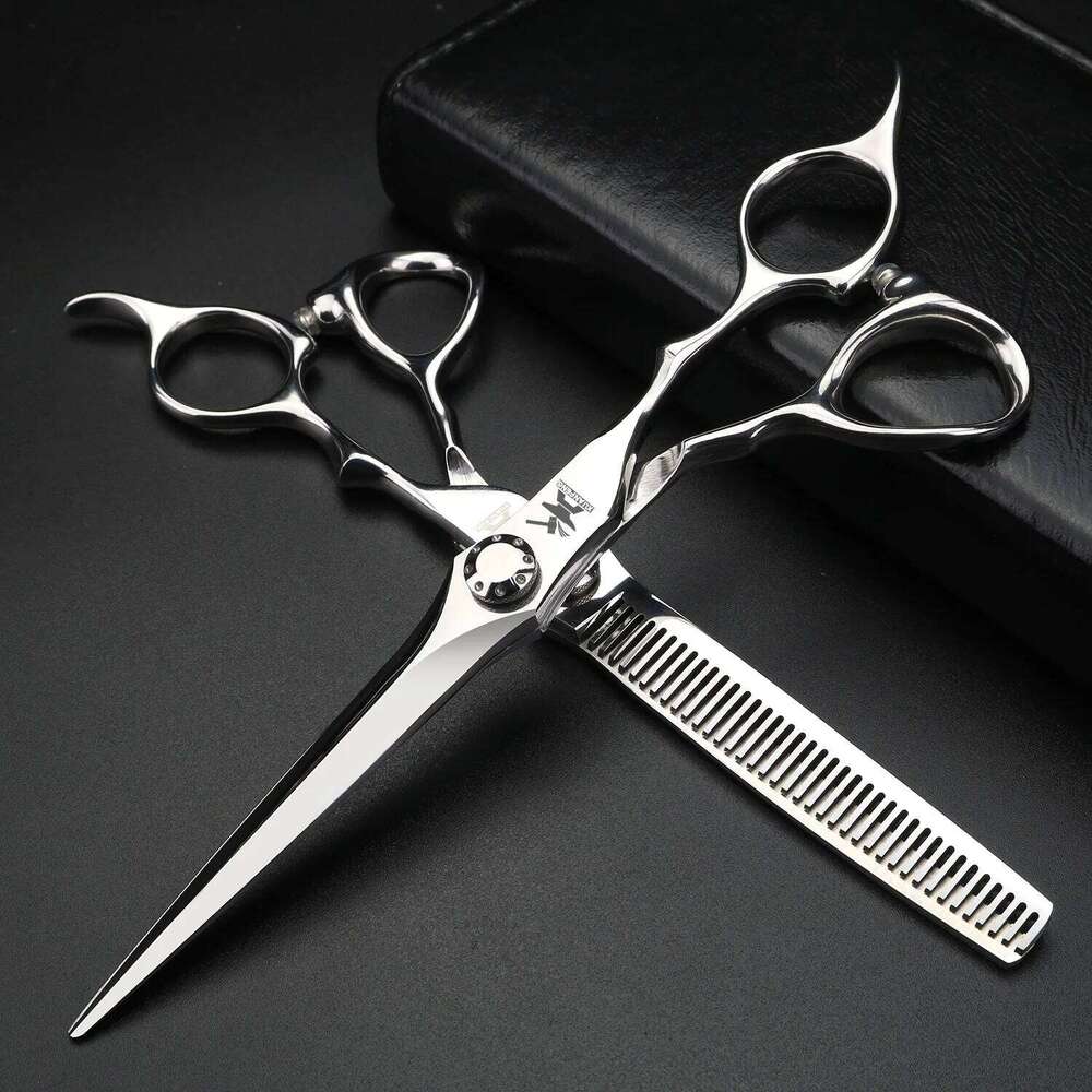 XUANFENG Silver Professional Hair 6.5 "440C Steel Cutting Scissors and thinning Scissors, Suitable for Barber H260303