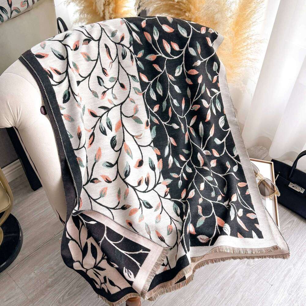 Elegant Plaid Imitation Cashmere Scarf Soft Warm Versatile Shawl Coldproof Windproof Blanket for Autumn Winter XJ260304
