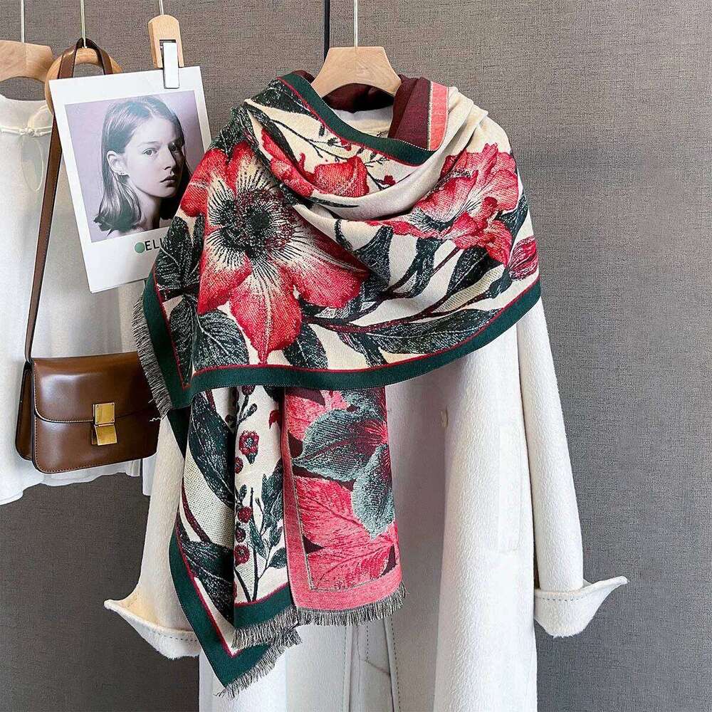 Autumn/Winter Warm Scarf Luxury Tassel Pashmina Shawl Women's Imitation Cashmere Thickened Warps Coldproof Windproof Blanket XJ260304