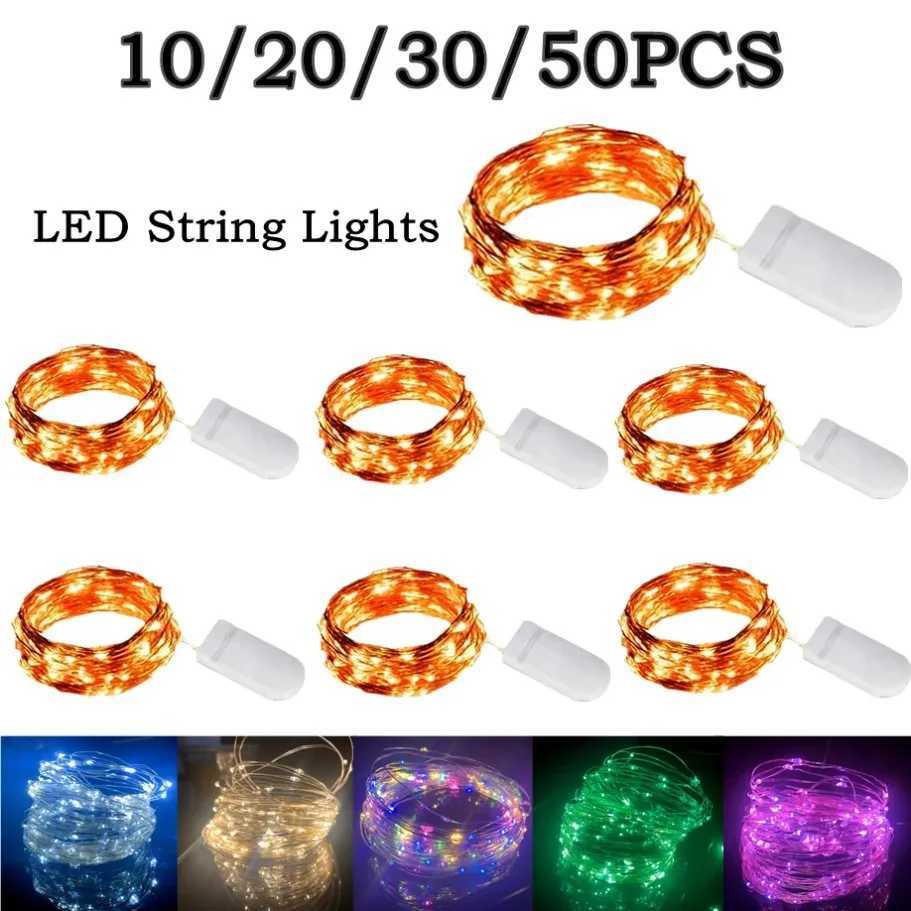 30/50 pcs 1-5M LED String Lights Waterproof Led Copper Wire Fairy Lights Battery Operated DIY Christmas Party Decoration Lights H260304