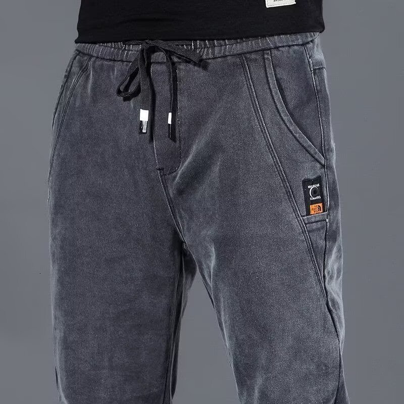 Spring Black Jeans For Men Elastic Waist Stretchy Loose Straight-cut Casual Long Designer Pants Pants Men's Spring Wear