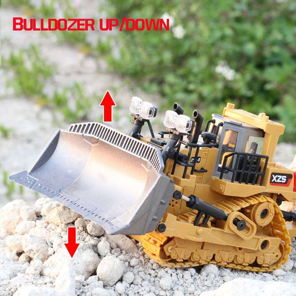 1:24 Rc Truck 9CH Bulldozer crawler 2.4G Remote Control Car Excavator Alloy Bucket 9 Channel Engineering Vehicle Toy for Boy Kid Z260303