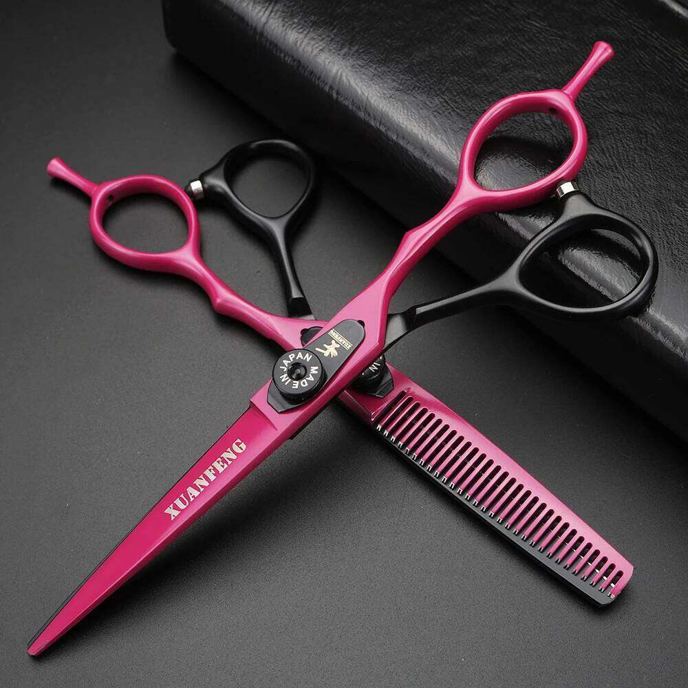 Spring clip screw double color hair 6 inch 9cr18 steel barber cutting and thinning scissors H260303