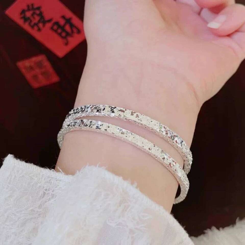 Buyee 925 Sterling Silver Female Simple Open Circle for Women Fashion Party Fine Jewelry Bangles Gift XJ260303