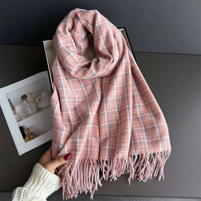 Winter Warmer Scarf For Women Men Retro Thickened Neck Tassel Pashmina Shawl Faux Cashmere Warps Autumn Elegant Ladies Blanket XJ260304