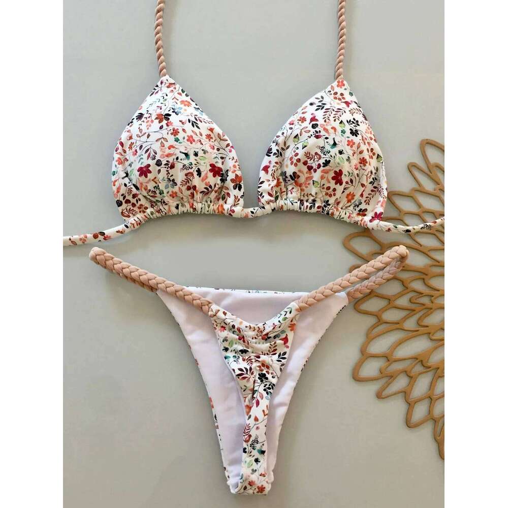 2025 new bikini split tight women's gathered leopard print swimsuit Y260303