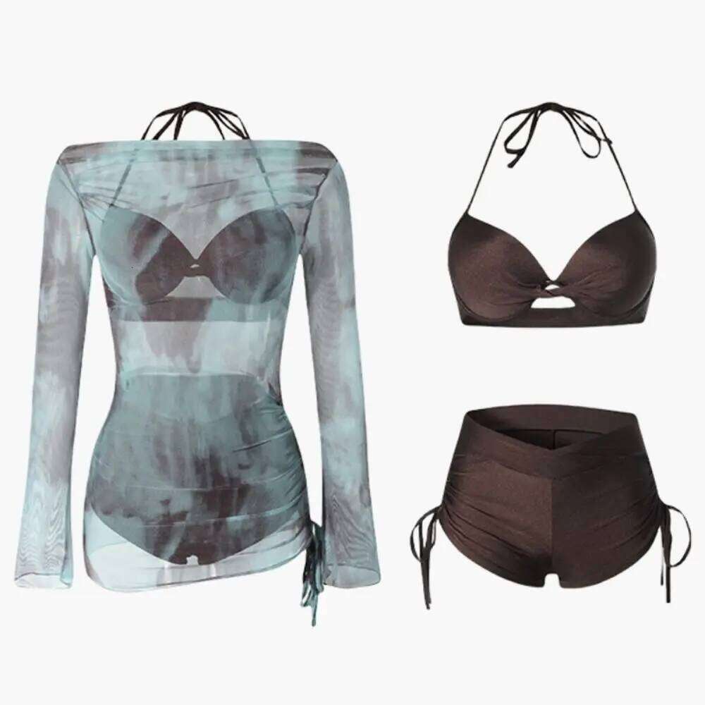 Sexy Sheer Tummy-Hiding Mesh Fabric 3-Piece Slimming Design Style Split Bikini Set Y260303