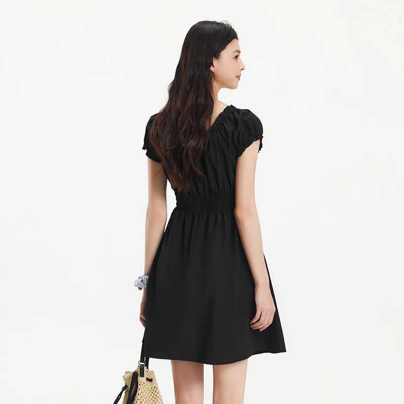 Semir Bowknot Dress Women Youthful 2025 Summer New Playful Square Neck Lace Trim Flirty Short Dress M260304